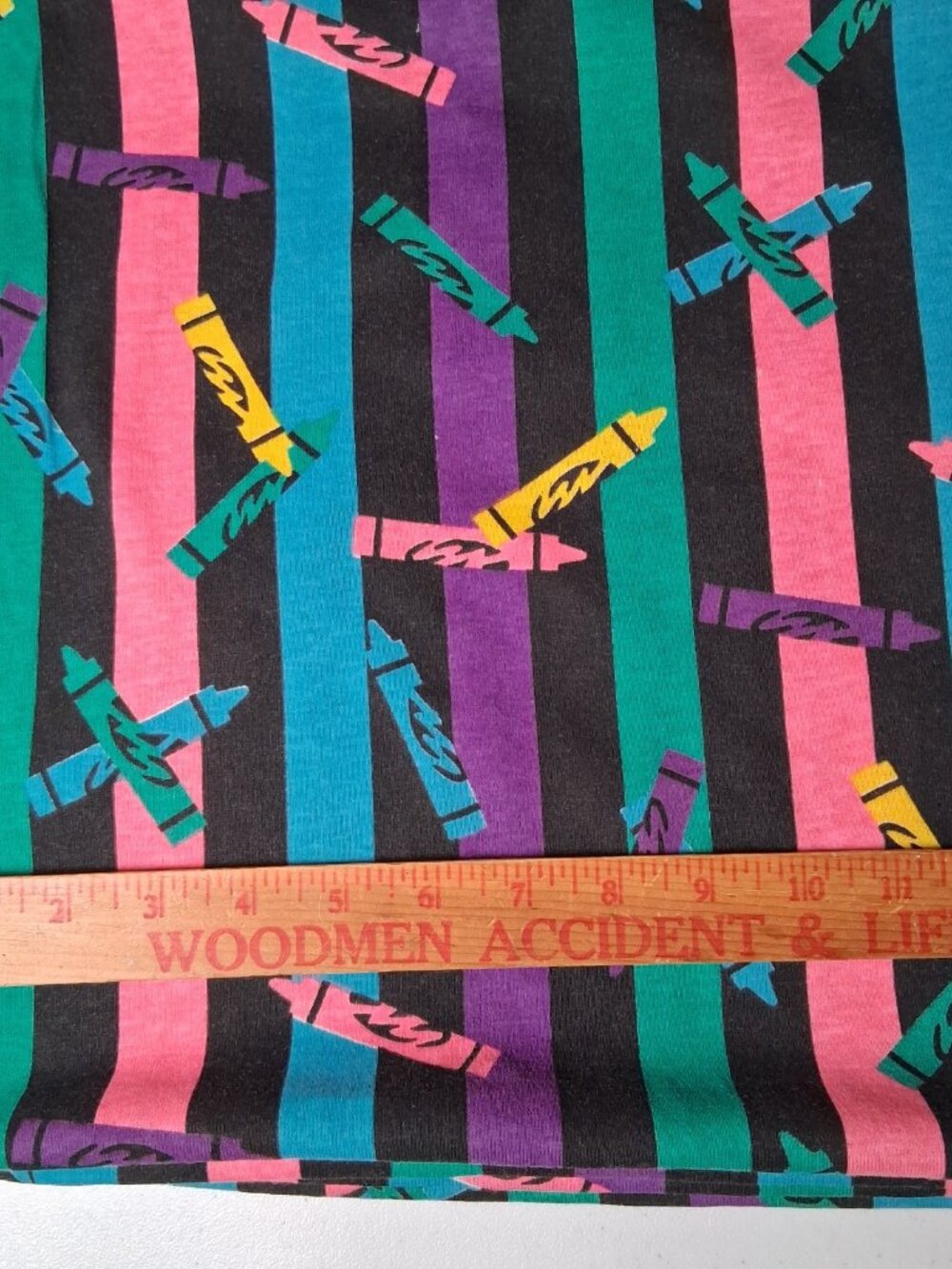 Vintage 90s Crayon Stripe Sewing Fabric Material Knit Stutz Horowitz Sew 55x61" - Picture 7 of 16